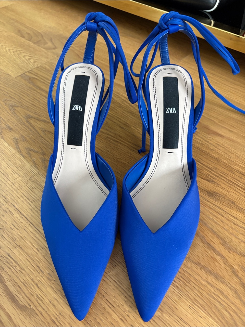 Zara Cobalt Blue Pointed-Toe Lace-Up Heels ✨never worn✨